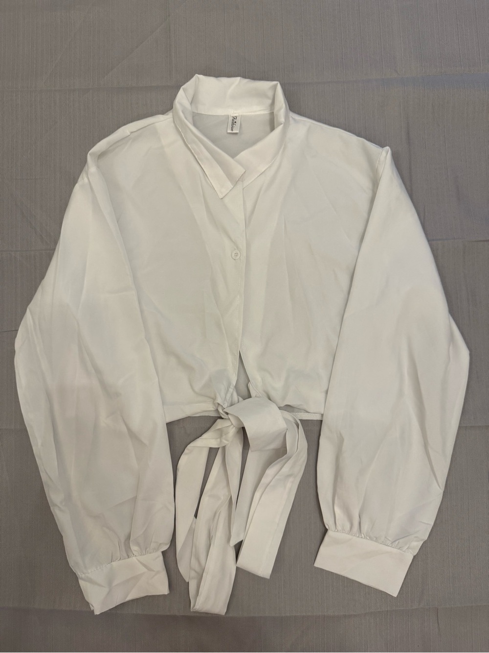 Women's White Tie-Front Blouse with V-Collar
